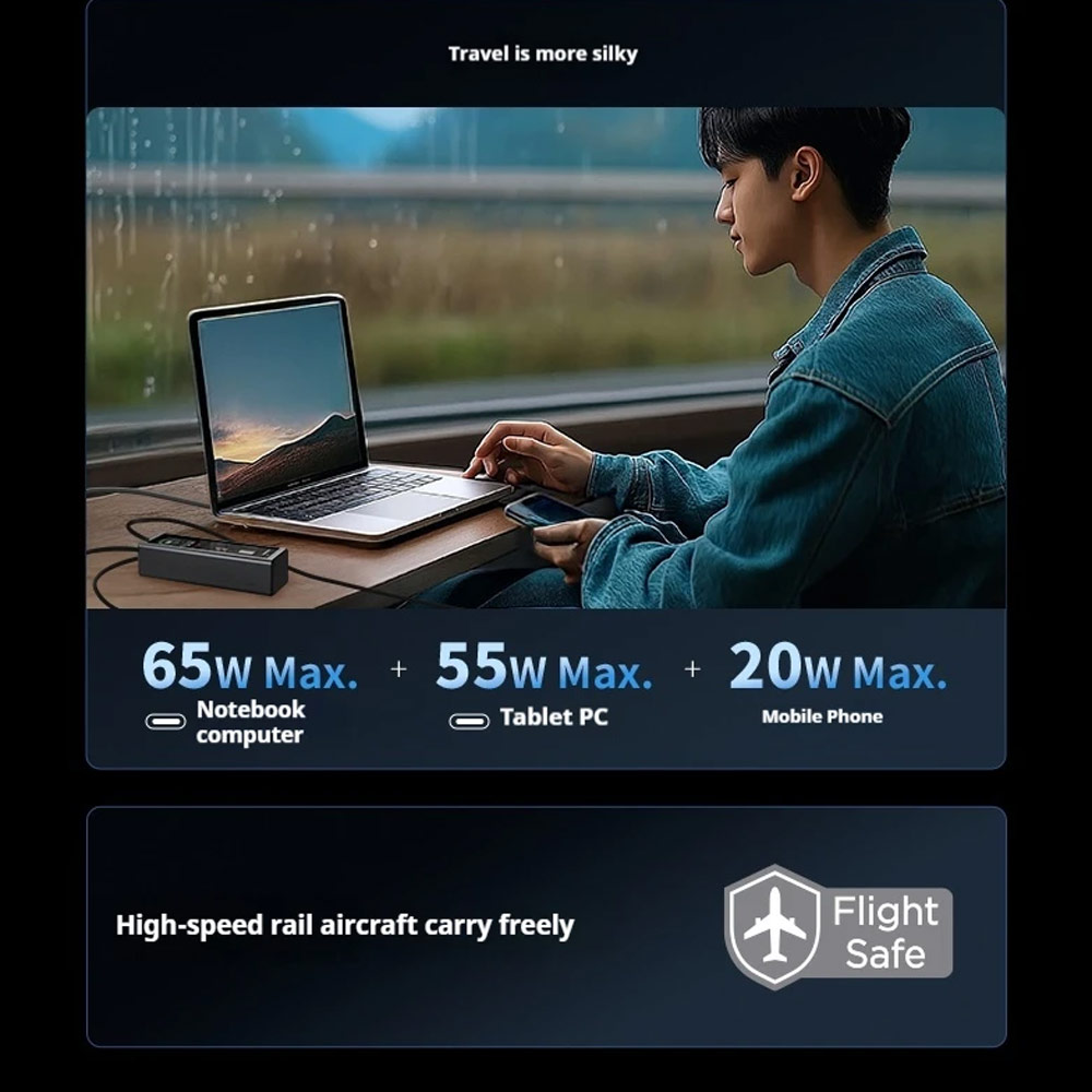 Picture of Lenovo Thinkplus Fluxo CCC 3C Certified Laptop Notebook Travel Power Bank Mini Size 140W Output 20000mAh