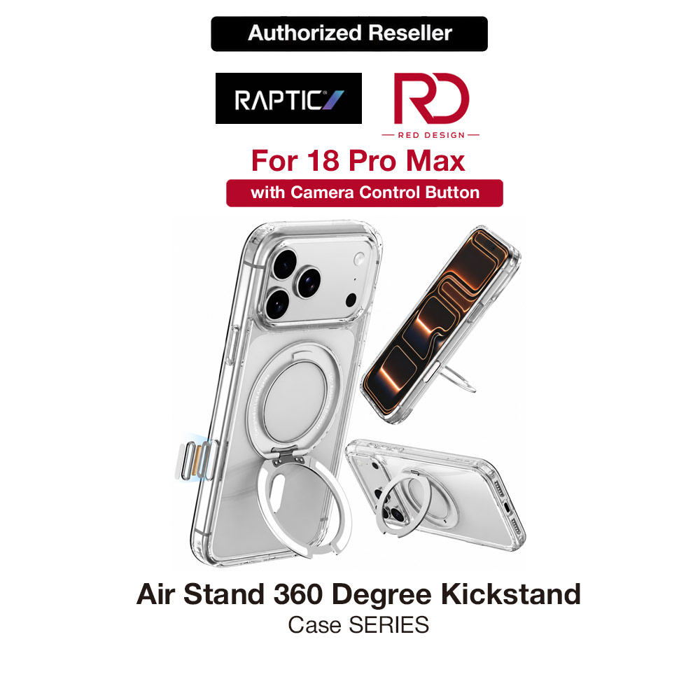 RAPTIC Air Stand 360 Degree Rotatable Kickstand Drop Protection Case for iPhone 18 Pro Max – Clear