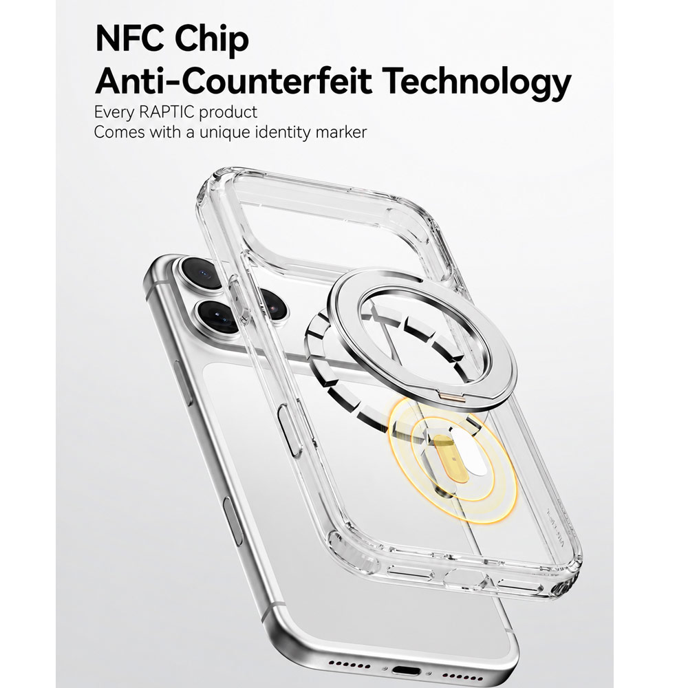 Picture of Apple iPhone 18 Pro Case | RAPTIC Air Stand 360 Degree Rotatable Kickstand Drop Protection Case for iPhone 18 Pro – Clear