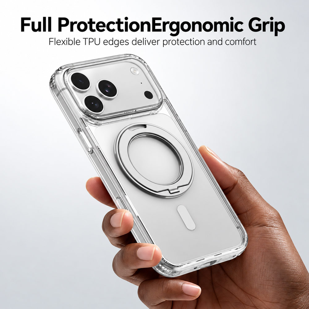 Picture of Apple iPhone 18 Pro Case | RAPTIC Air Stand 360 Degree Rotatable Kickstand Drop Protection Case for iPhone 18 Pro – Clear