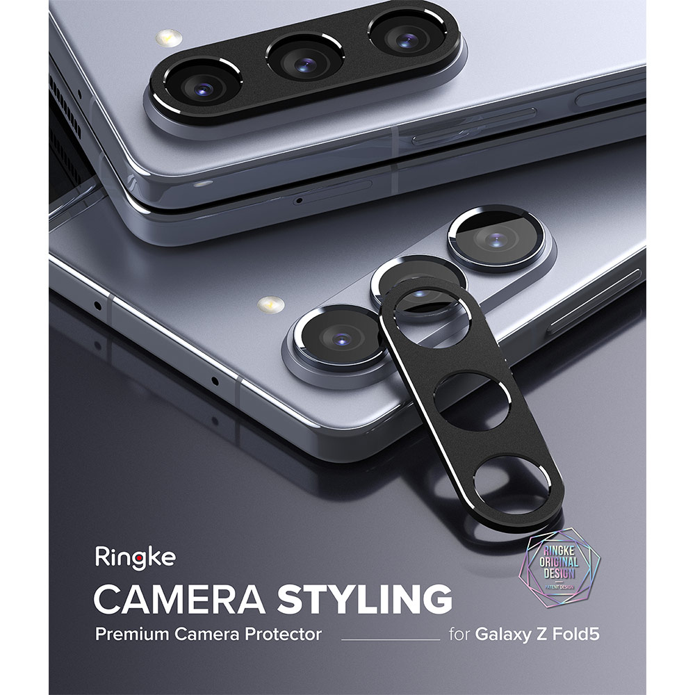 Picture of Samsung Galaxy Z Fold 5  | Ringke Aluminum Camera Styling Camera Lens Protector for Samsung Galaxy Z Fold 5 (Black)