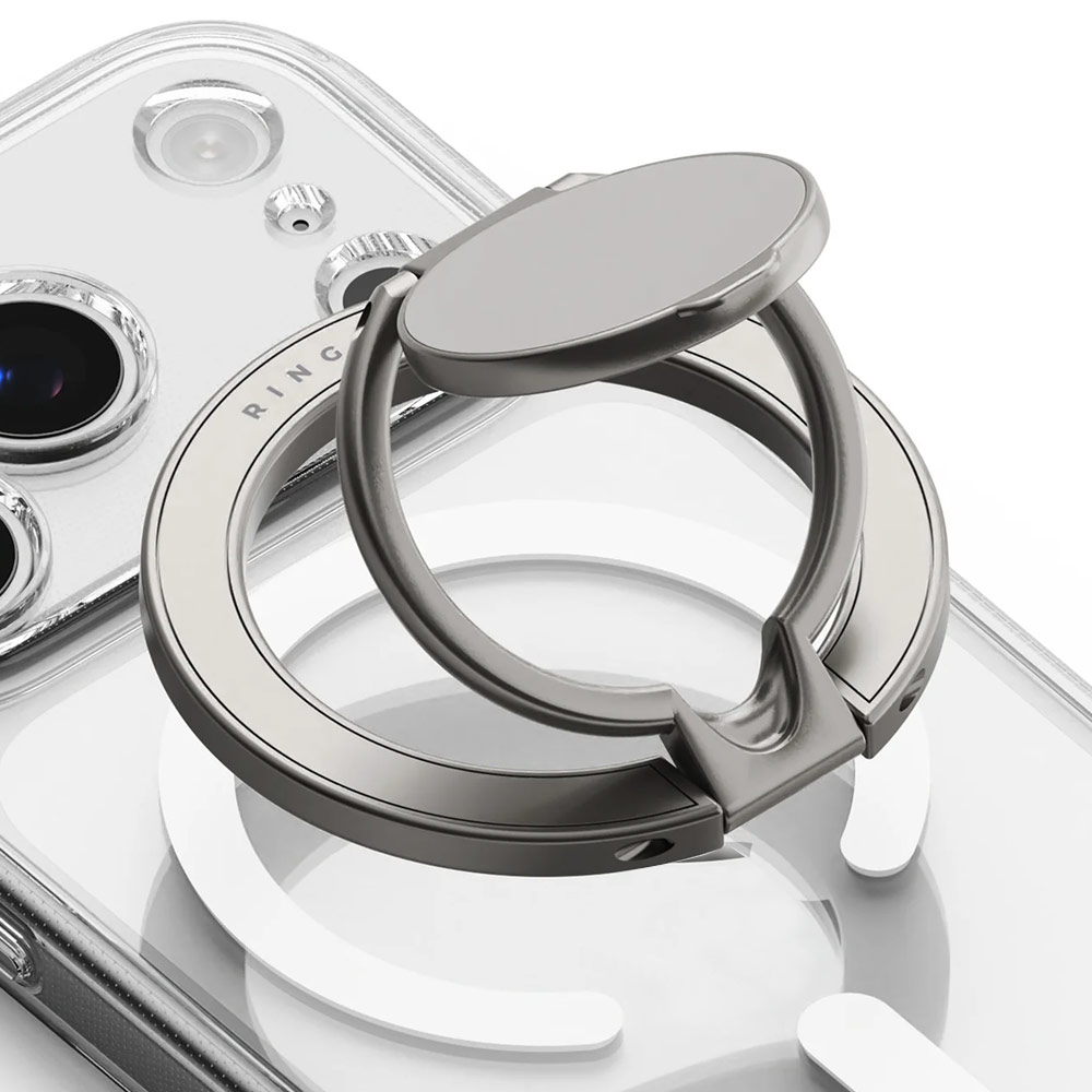 Picture of Ringke Dual Magnetic Smart Holder Phone Grip and Kickstand Stand Zinc Alloy (Satin Silver)