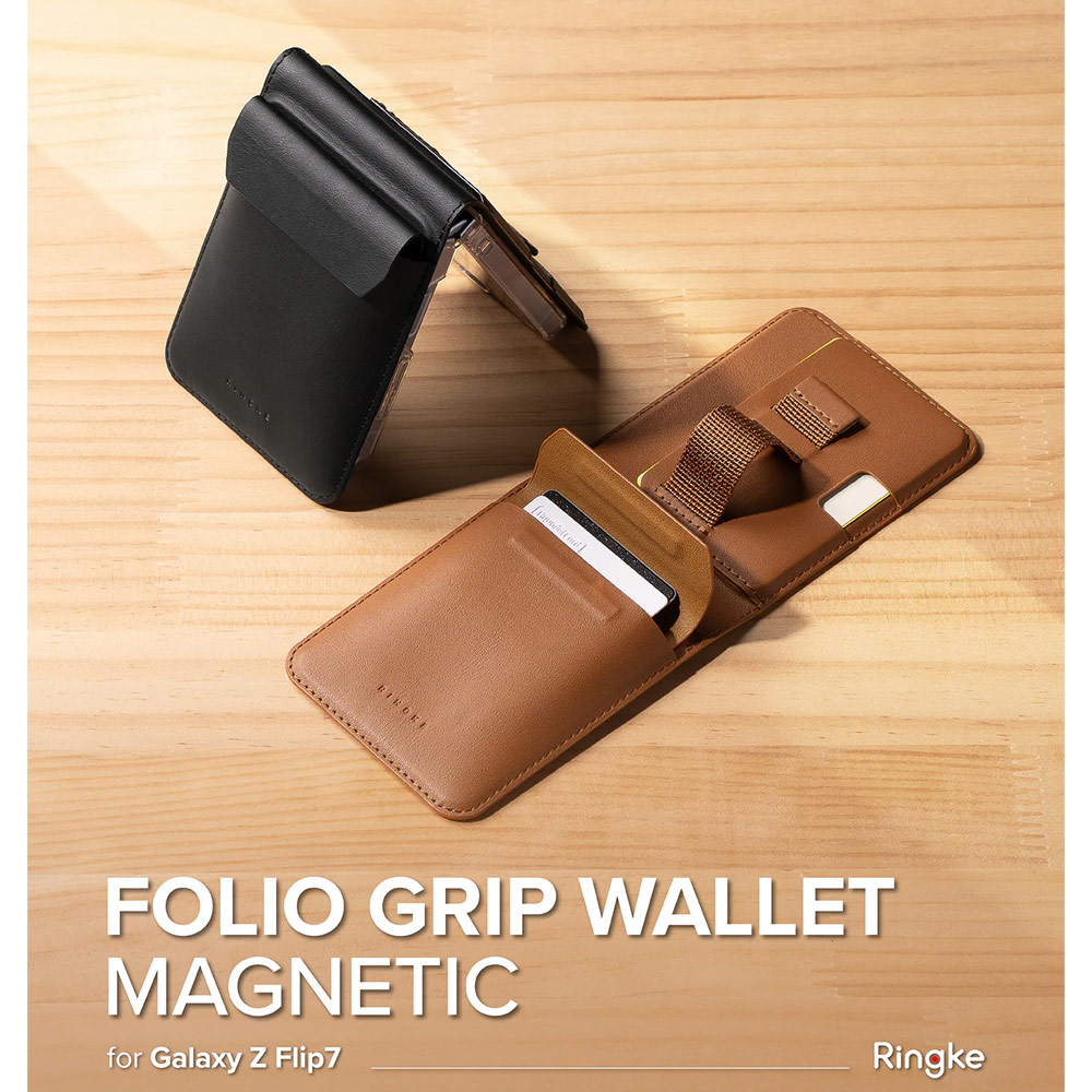 Picture of Samsung Galaxy Z Flip 7 | Ringke Folio Grip Wallet Magnetic for Samsung Galaxy Z Flip 7 (Black)