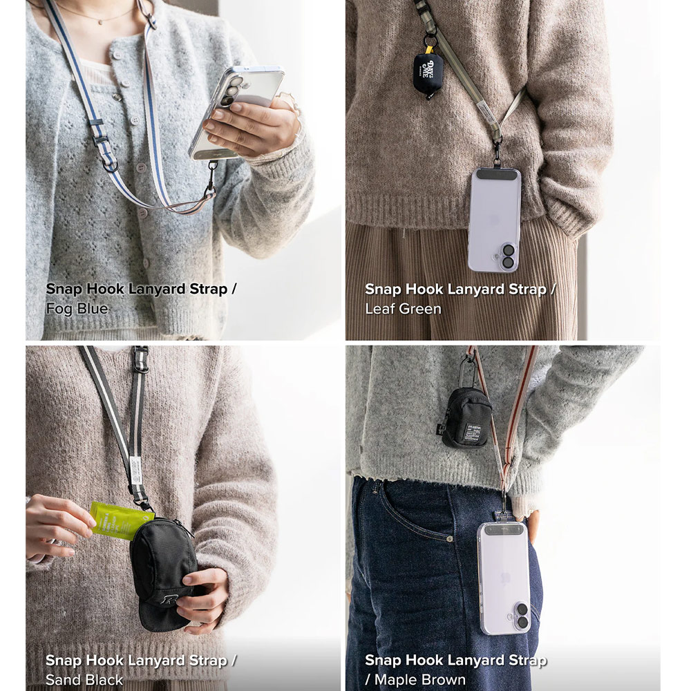Picture of Ringke Adjustable Shoulder Holder Link Snap Hook Lanyard Crossbody Phone Strap for Phone case (Sand Black)
