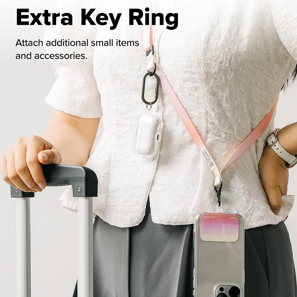 Picture of Ringke Adjustable Shoulder Holder Link Snap Hook Lanyard Crossbody Phone Strap for Phone case (Sand Black)