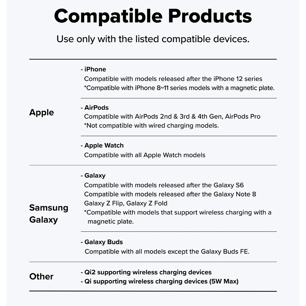 Picture of Ringke Stand Qi2 25W 3-in-1 Folding Magnetic Wireless Charger for Apple Watch iPhone Airpods