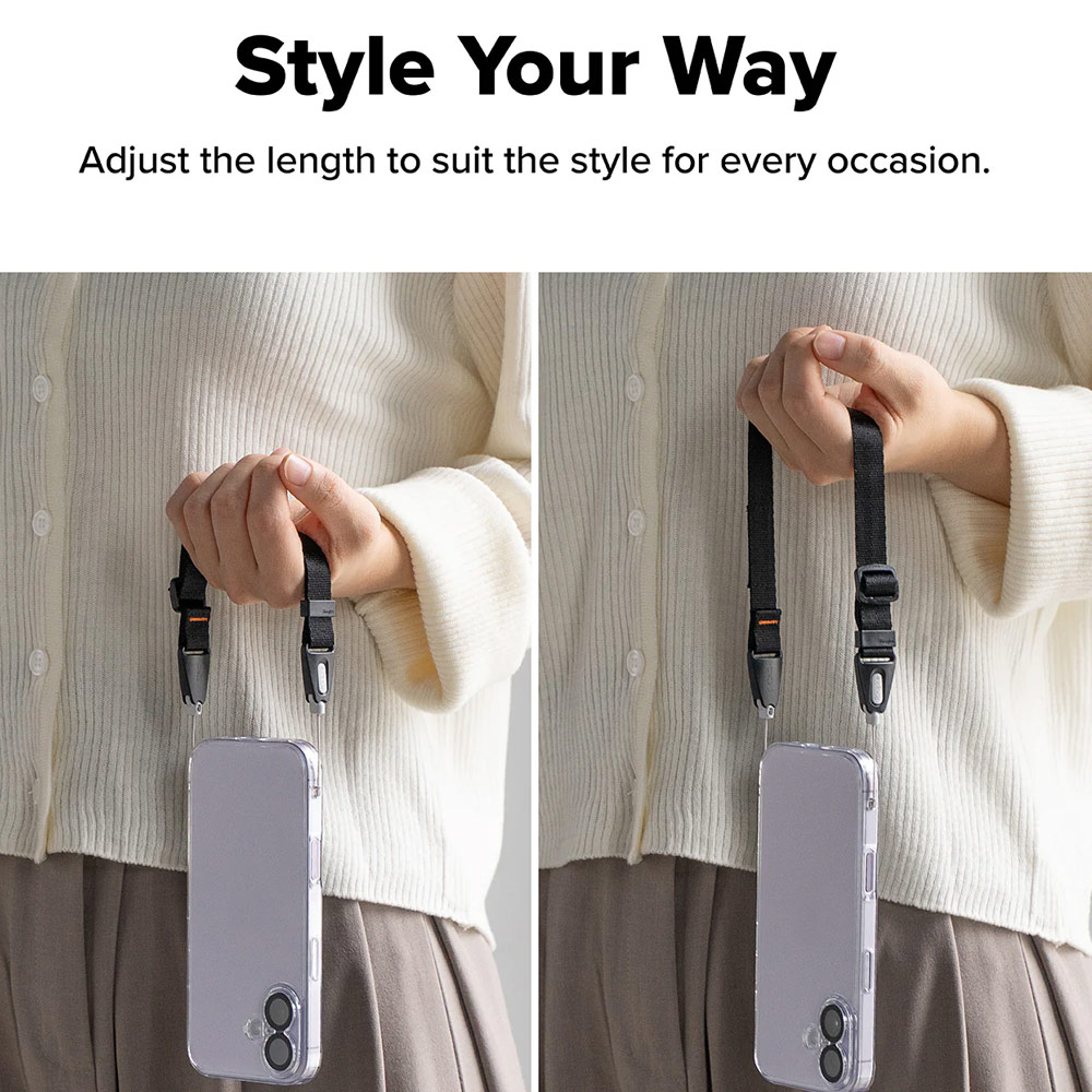 Picture of Ringke High density polyester Dual Hand Strap for Perfect for daily use traveling hiking smartphone Jisulife Portable Handheld Fan Strap (Black)