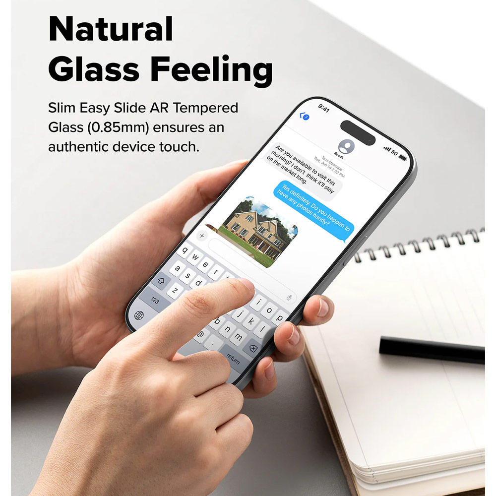 Picture of Apple iPhone 17 Pro Max 6.9 Screen Protector | Ringke Easy Slide Tempered Glass Screen Protector for iPhone 17 Pro Max 6.9 (Anti Reflection)