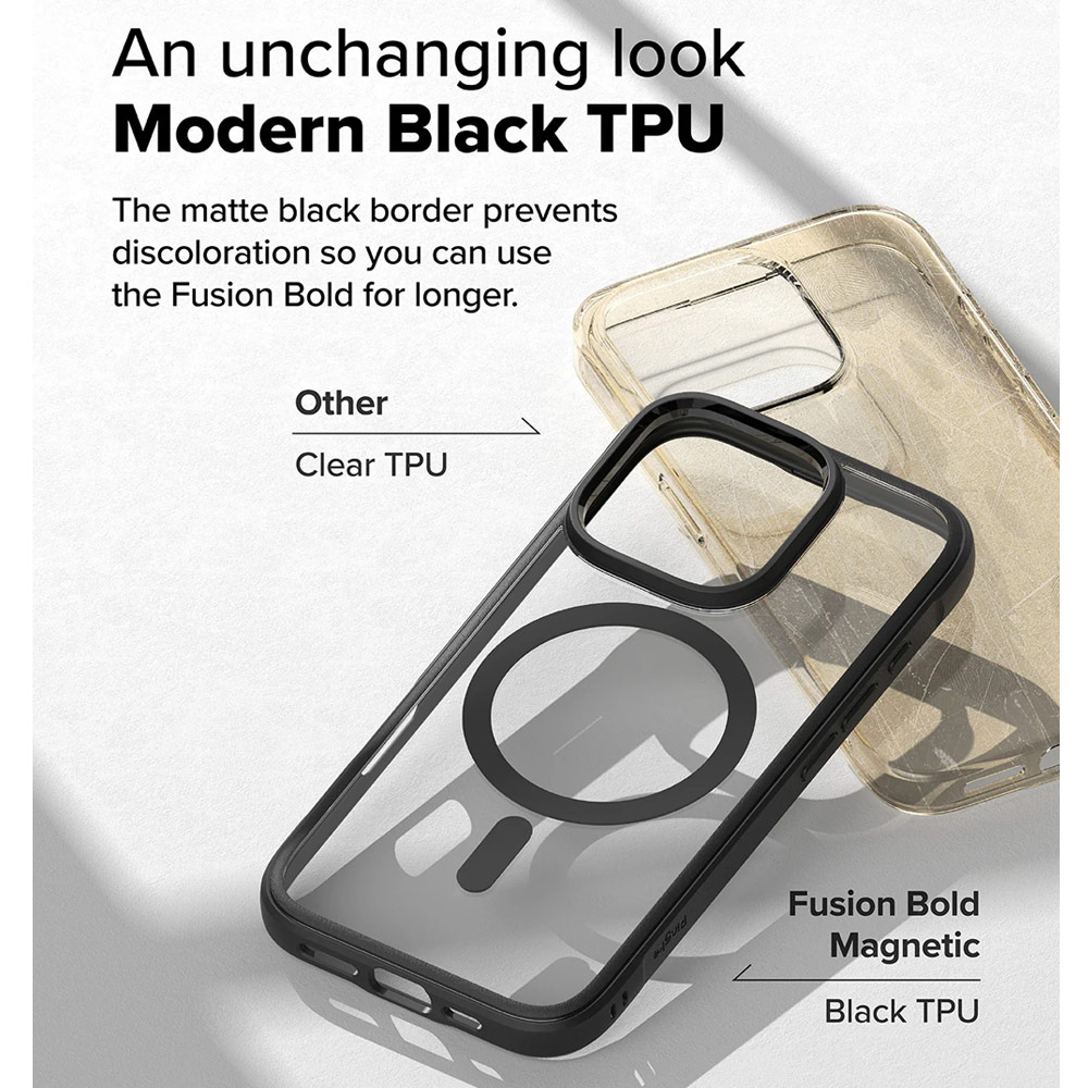 Picture of Apple iPhone 16 Pro 6.3 Case | Ringke Fusion Bold Magnetic Anti Yellow Back Plate Drop Protection Case for iPhone 16 Pro 6.3 (Matte Black)