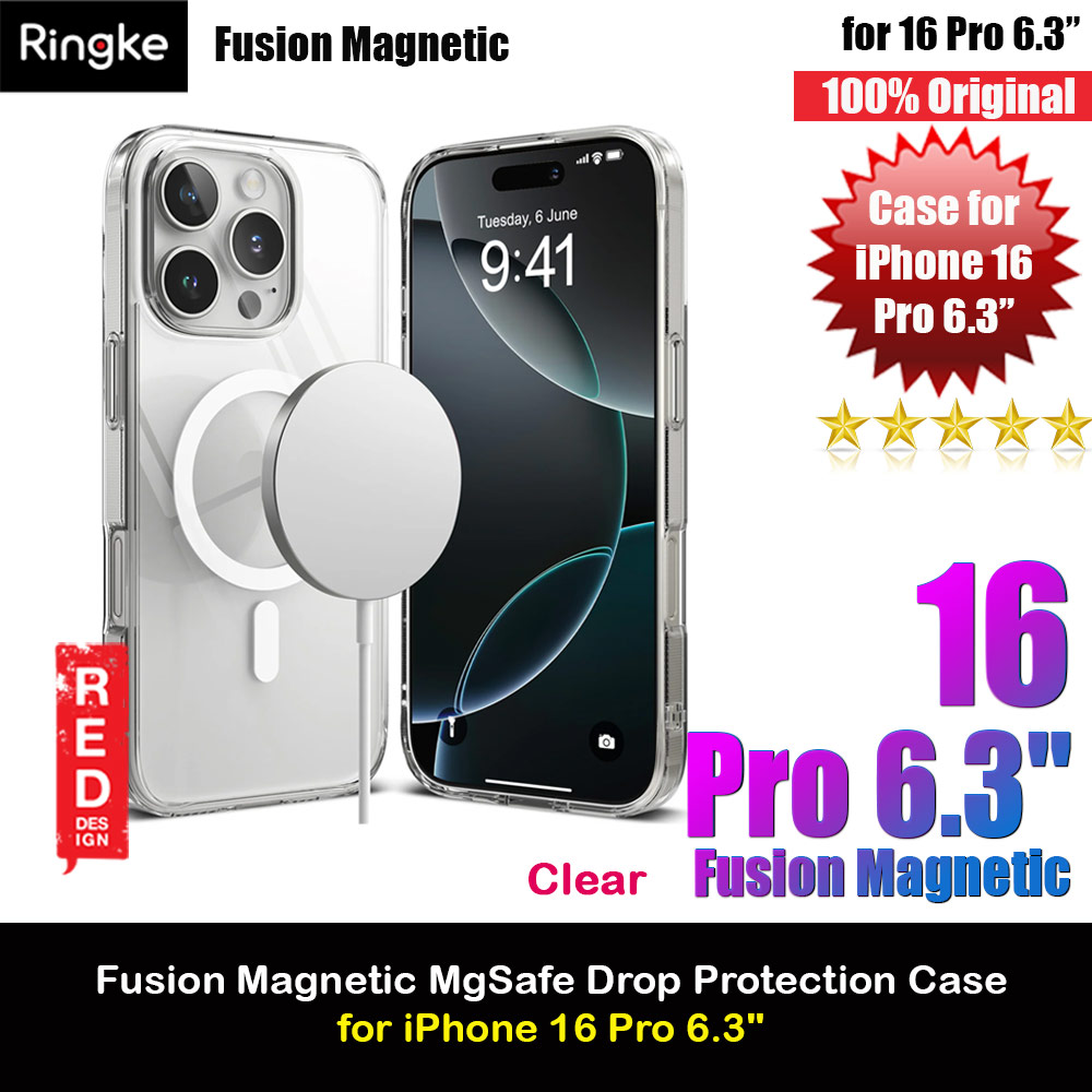 Picture of Apple iPhone 16 Pro 6.3 Case | Ringke Fusion Magnetic Slim Drop Protection Case Magsafe Compatible for  iPhone 16 Pro 6.3 (Clear)