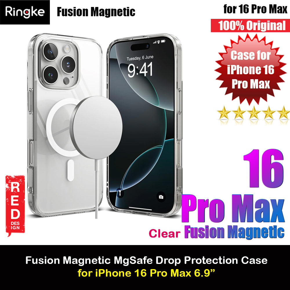 Picture of Apple iPhone 16 Pro Max 6.9 Case | Ringke Fusion Magnetic Slim Drop Protection Case Magsafe Compatible for  iPhone 16 Pro Max 6.9 (Clear)