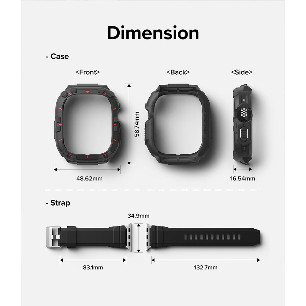 Picture of Apple Watch 49mm Ultra 3 Case | Ringke Fusion X Guard Protection Case Strap Band for Apple Watch Ultra 49mm (Black Red Index)