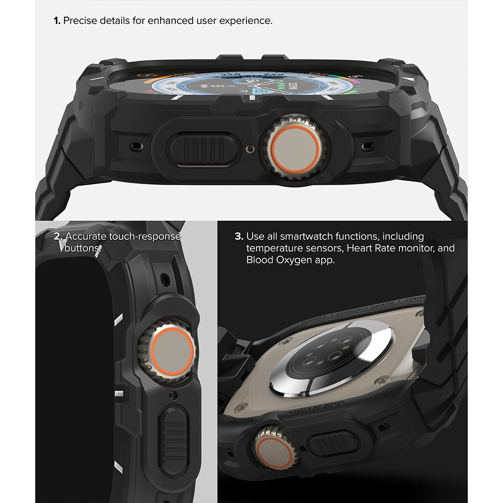Picture of Apple Watch 49mm Ultra 3 Case | Ringke Fusion X Guard Protection Case Strap Band for Apple Watch Ultra 49mm (Black White Index)