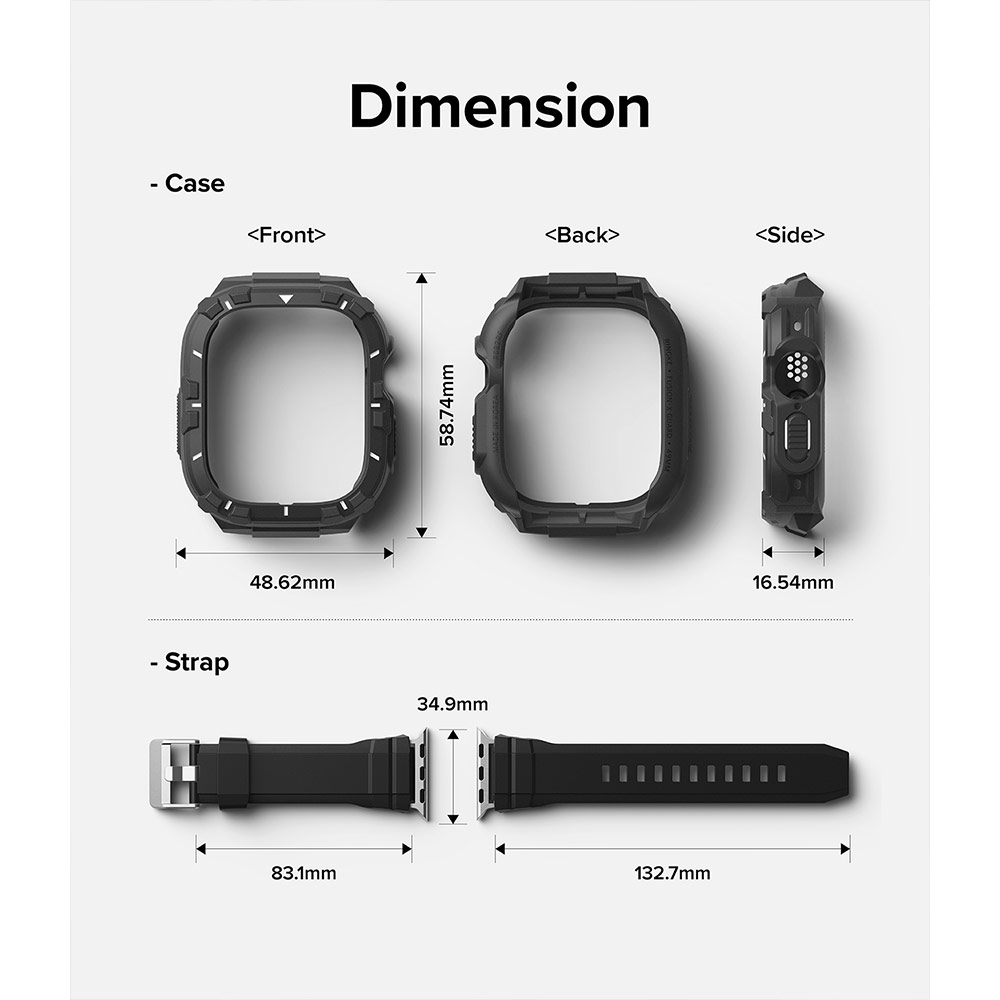 Picture of Apple Watch 49mm Ultra 3 Case | Ringke Fusion X Guard Protection Case Strap Band for Apple Watch Ultra 49mm (Black White Index)