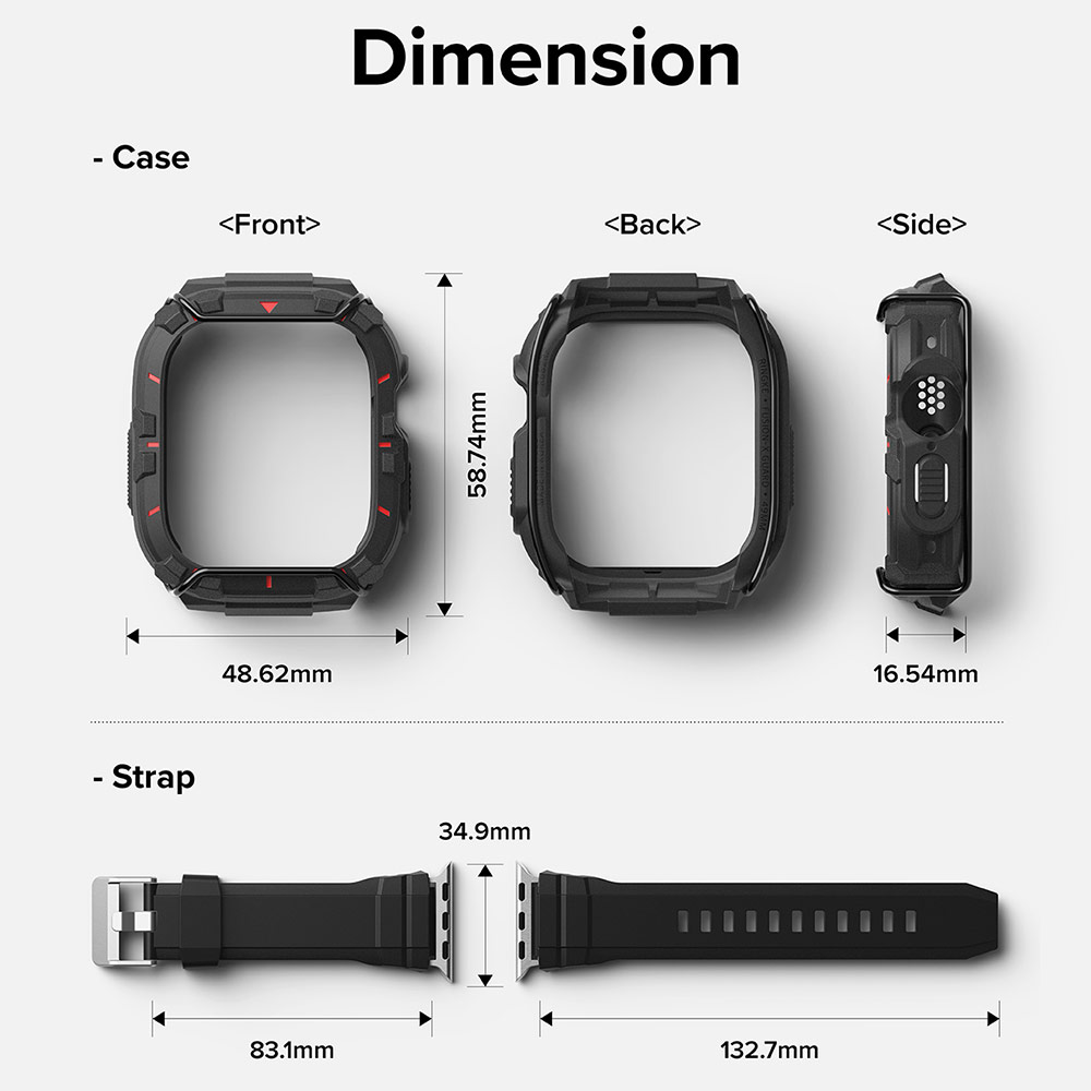 Picture of Apple Watch 49mm Ultra Case | Ringke Fusion X Guard Protection Case Strap Band for Apple Watch Ultra 49mm (Black Red Index Wired)