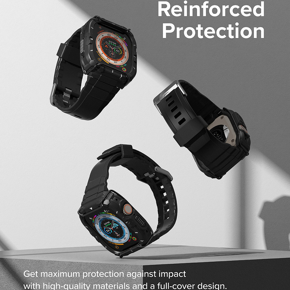 Picture of Apple Watch 49mm Ultra 3 Case | Ringke Fusion X Guard Protection Case Strap Band for Apple Watch Ultra 49mm (Black White Index Wired)