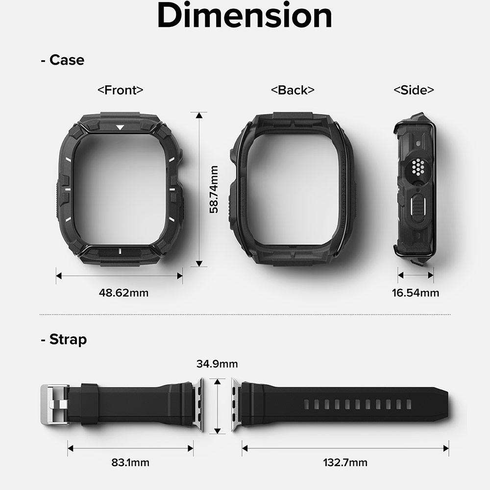 Picture of Apple Watch 49mm Ultra 3 Case | Ringke Fusion X Guard Protection Case Strap Band for Apple Watch Ultra 49mm (Black White Index Wired)