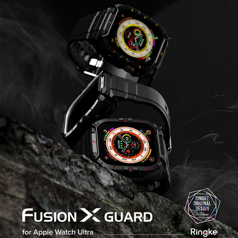 Picture of Apple Watch 49mm	Ultra 3 Case | Ringke Fusion X Guard Protection Case Strap Band for Apple Watch Ultra 49mm (Black Yellow Index Wired)