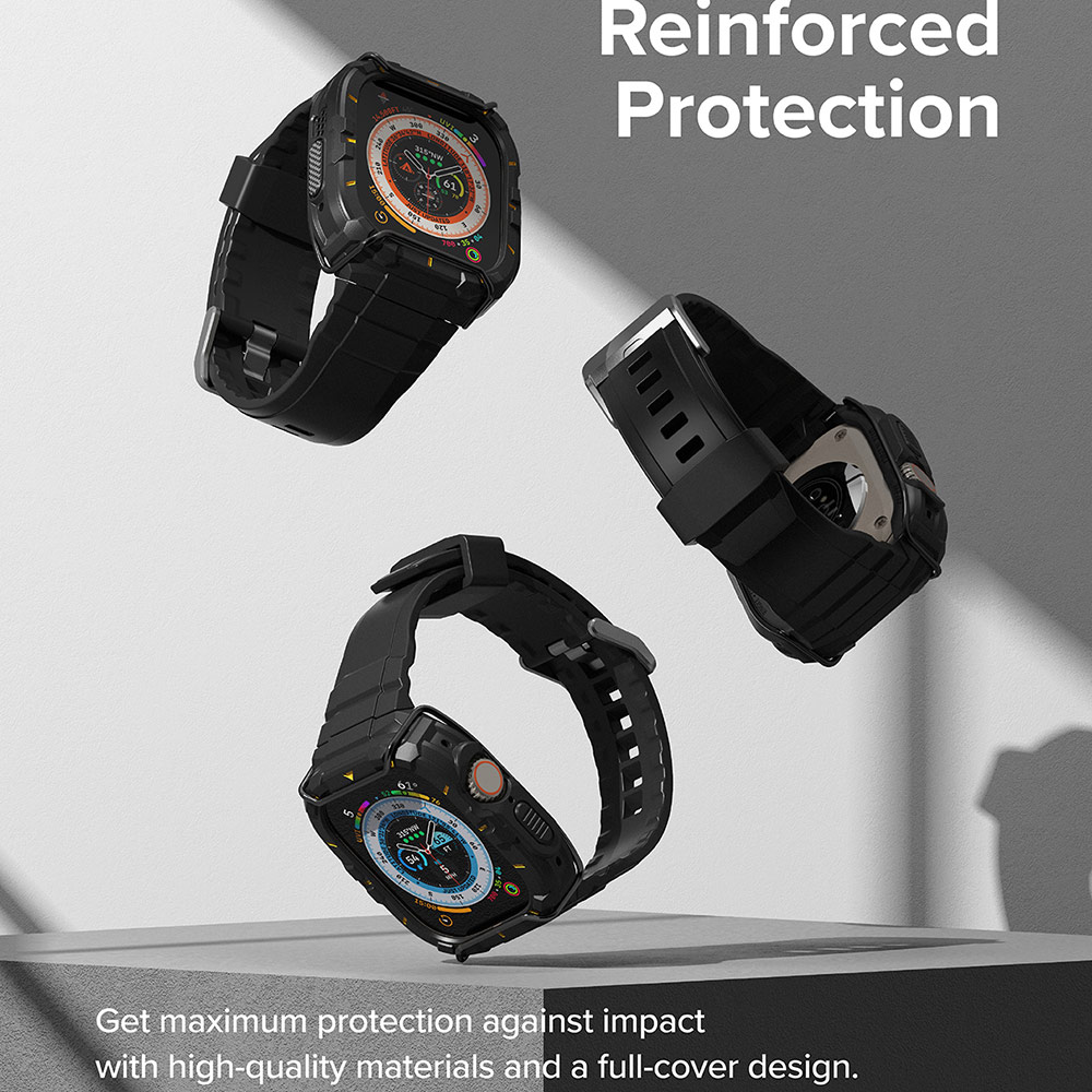 Picture of Apple Watch 49mm	Ultra 3 Case | Ringke Fusion X Guard Protection Case Strap Band for Apple Watch Ultra 49mm (Black Yellow Index Wired)