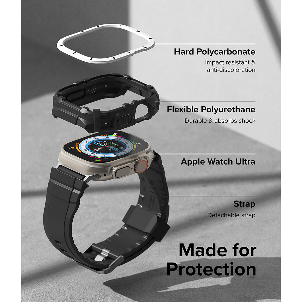 Picture of Apple Watch 49mm Ultra 3 Case | Ringke Fusion X Guard Protection Case Strap Band for Apple Watch Ultra 49mm (White Black Index)
