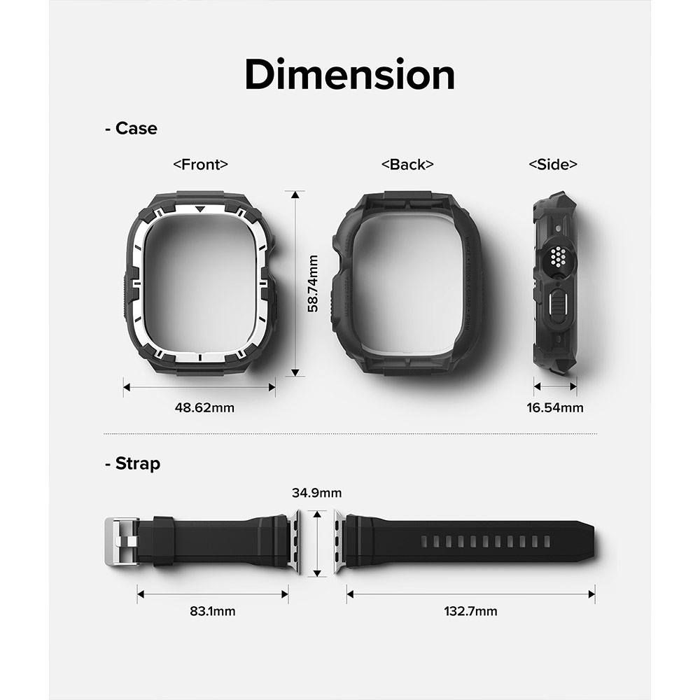 Picture of Apple Watch 49mm Ultra 3 Case | Ringke Fusion X Guard Protection Case Strap Band for Apple Watch Ultra 49mm (White Black Index)