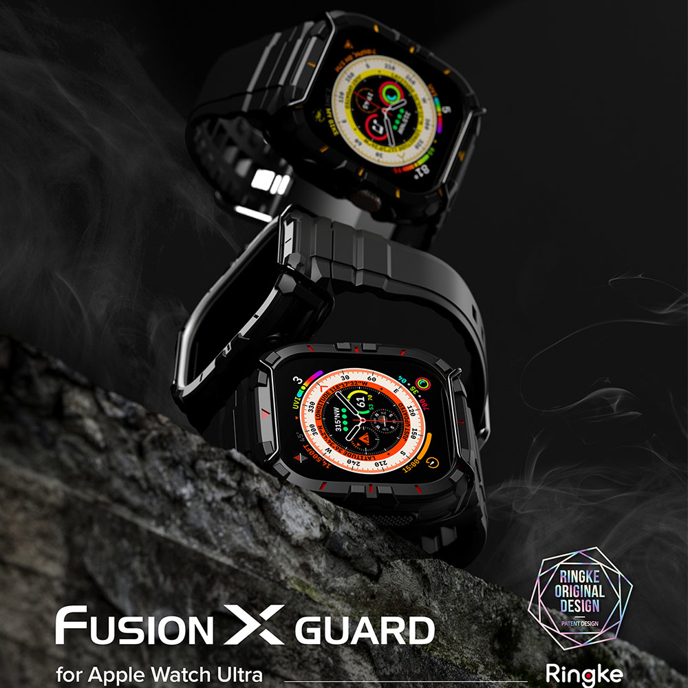 Picture of Apple Watch 49mm Ultra 3 Case | Ringke Fusion X Guard Protection Case Strap Band for Apple Watch Ultra 49mm (White Black Index Wired)