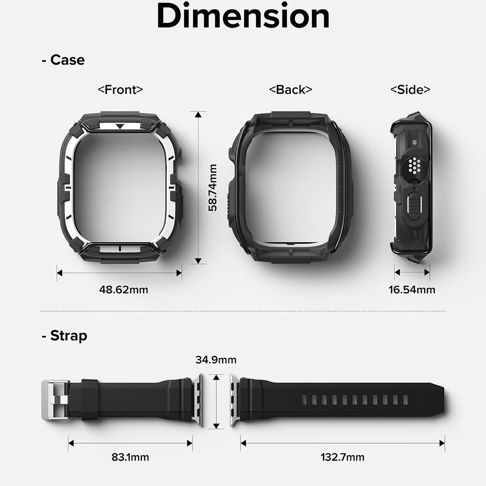 Picture of Apple Watch 49mm Ultra 3 Case | Ringke Fusion X Guard Protection Case Strap Band for Apple Watch Ultra 49mm (White Black Index Wired)