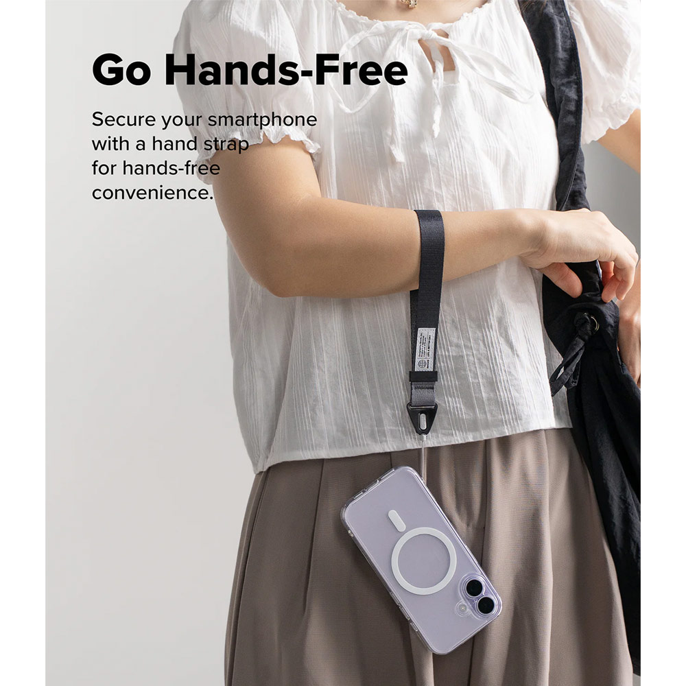 Picture of Ringke High density polyester wrist hand strap for Perfect for daily use traveling hiking smartphone Jisulife Portable Handheld Fan Strap (Lettering Black)