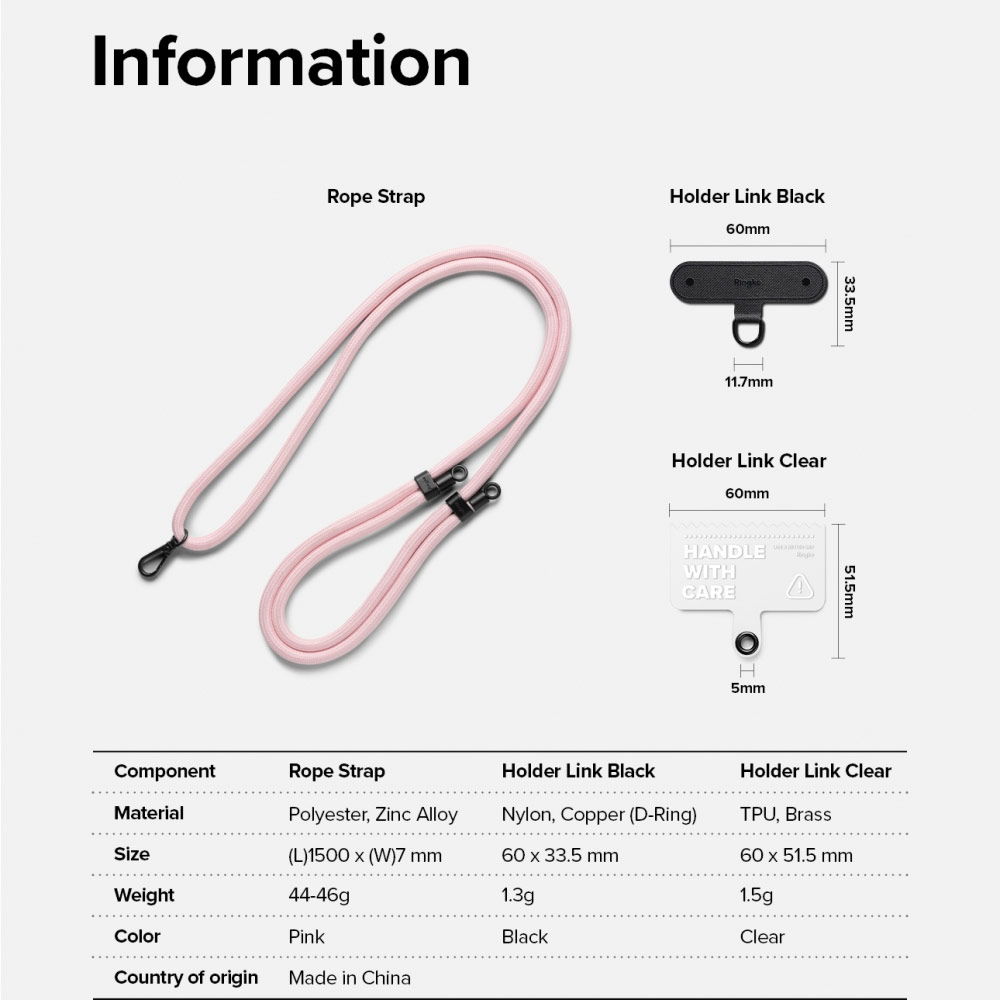 Picture of Ringke Shoulder Strap Holder Link for Phone case (Pink)