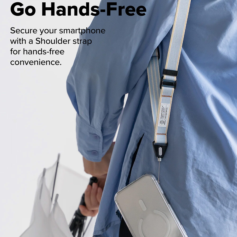 Picture of Ringke High density polyester Lanyard strap Shoulder Strap  for Perfect for daily use traveling hiking smartphone  Portable Handheld Fan Strap (Stripe Blue)