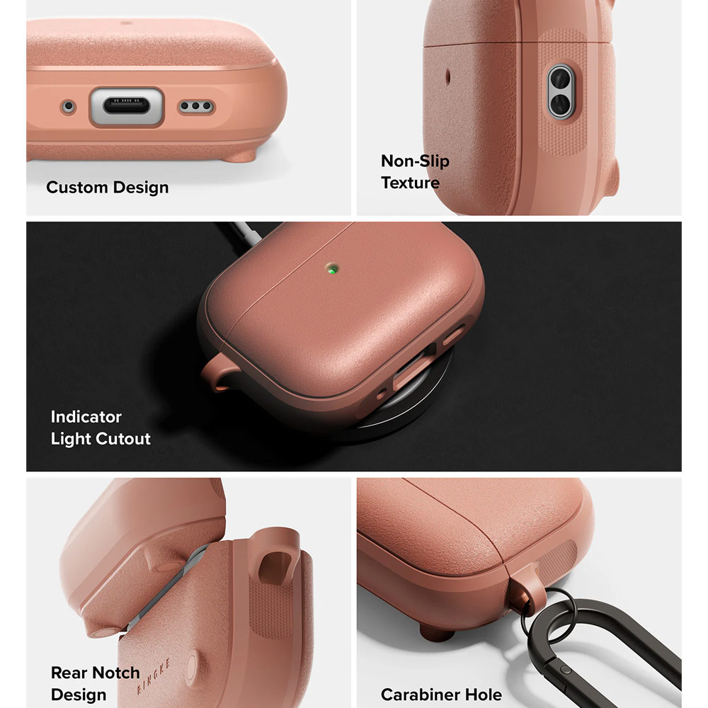 Picture of Apple Airpods Pro 3 Case | Ringke Onyx Magnetic Protective Protection Rugged Case with Carabiner for Apple Airpods Pro 3 (Constant Coral)