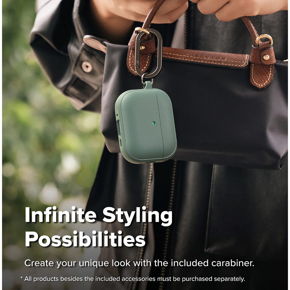 Picture of Apple Airpods Pro 3 Case | Ringke Onyx Magnetic Protective Protection Rugged Case with Carabiner for Apple Airpods Pro 3 (Sage Green)