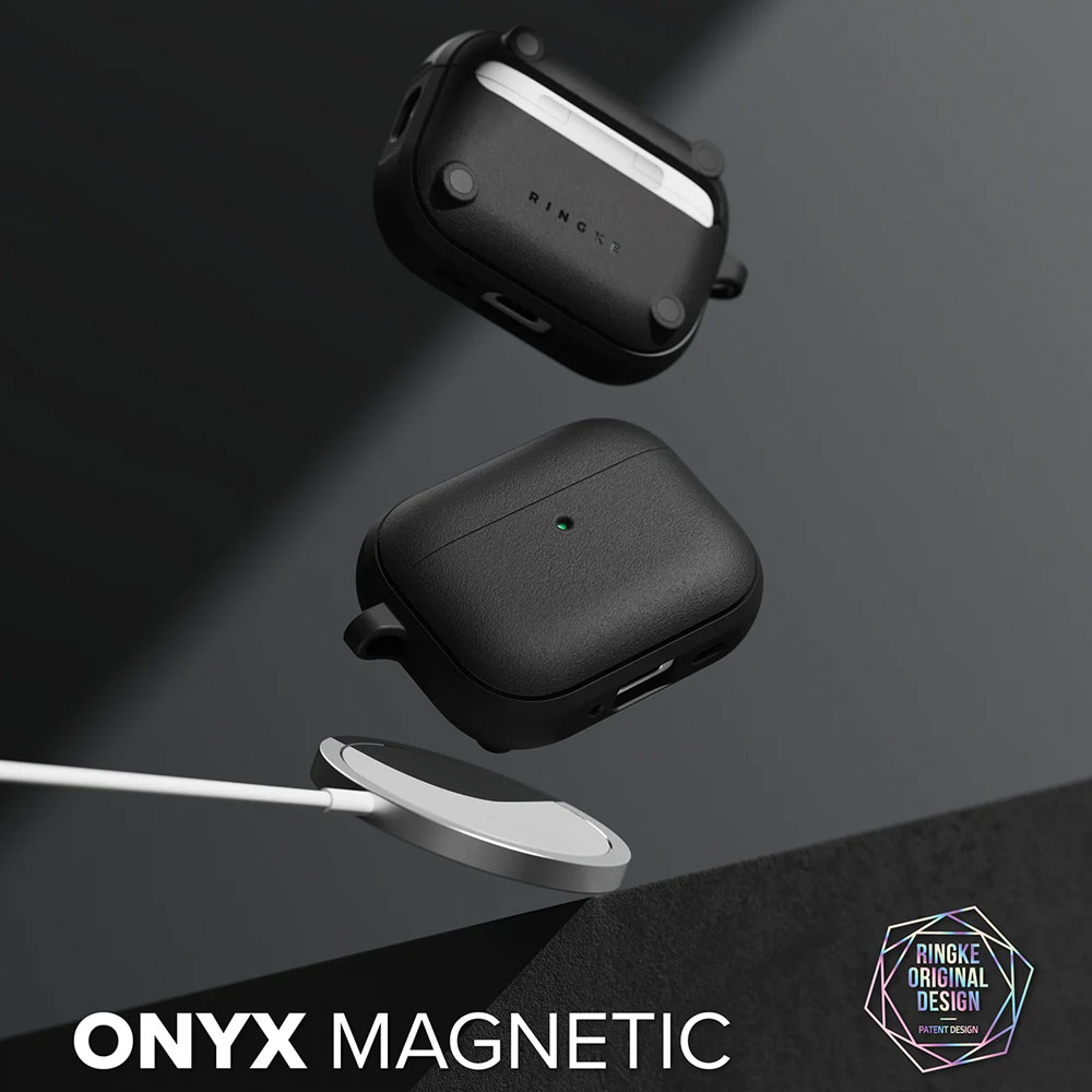 Picture of Apple Airpods Pro 3 Case | Ringke Onyx Magnetic Protective Protection Rugged Case with Carabiner for Apple Airpods Pro 3 (Black)