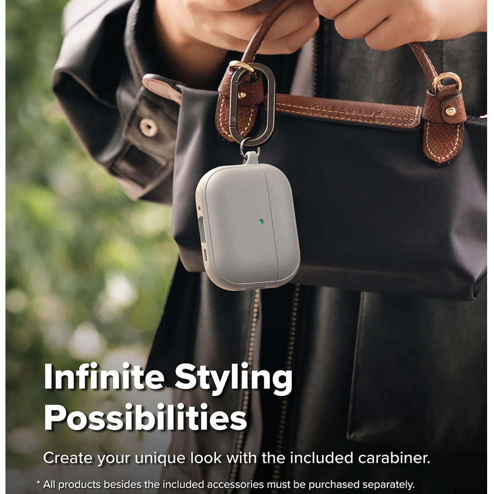 Picture of Apple Airpods Pro 3 Case | Ringke Onyx Magnetic Protective Protection Rugged Case with Carabiner for Apple Airpods Pro 3 (Warm Gray)