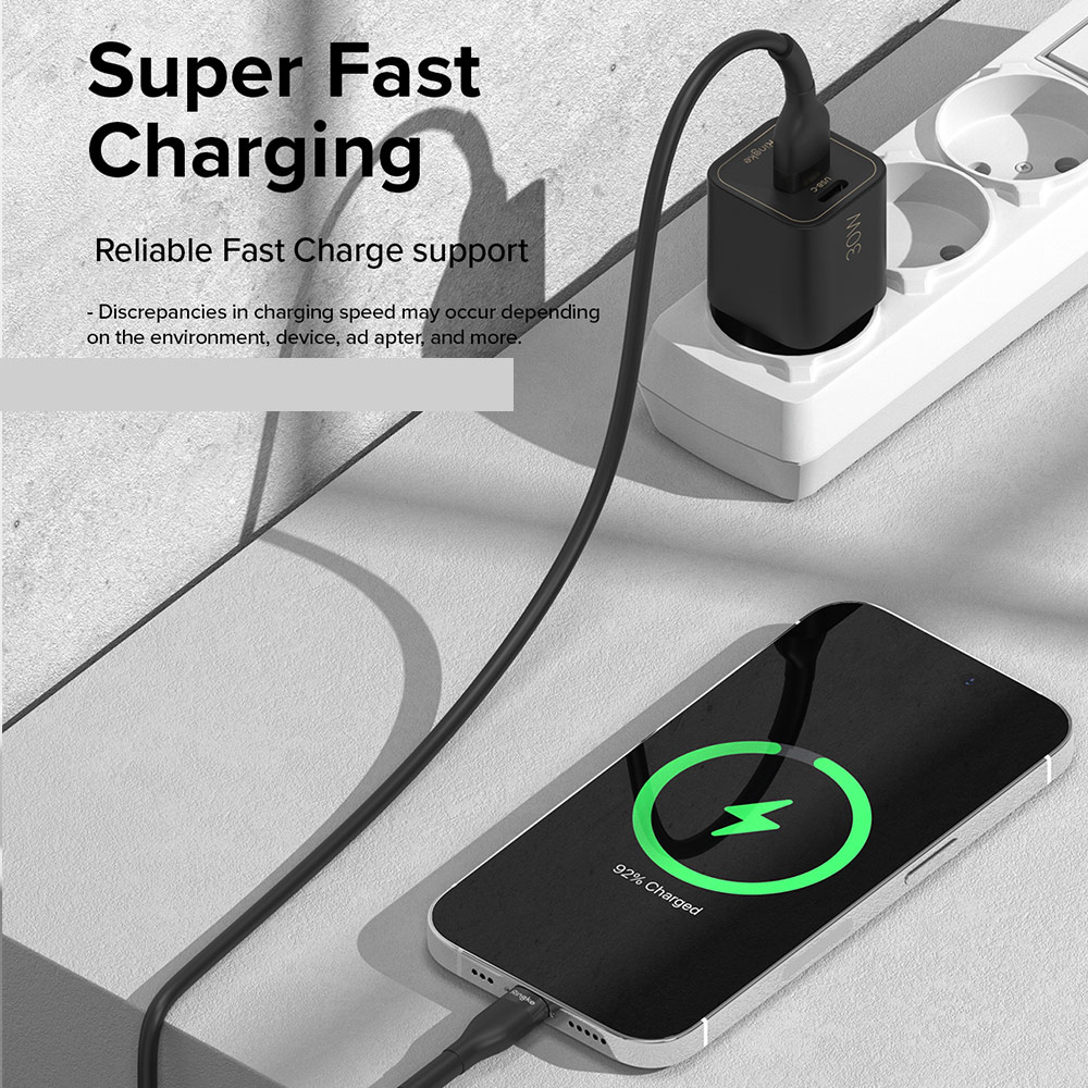 Picture of Ringke Pastel TPE Durable Cable with Cable Tie Organizer 2.4A Fast Charge USB A to Lightning (Black 120cm)