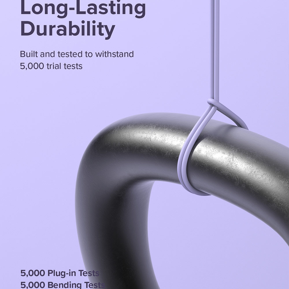 Picture of Ringke Pastel TPE Durable Cable with Cable Tie Organizer 20W Fast Charge USB C to Lightning (Purple 120cm)