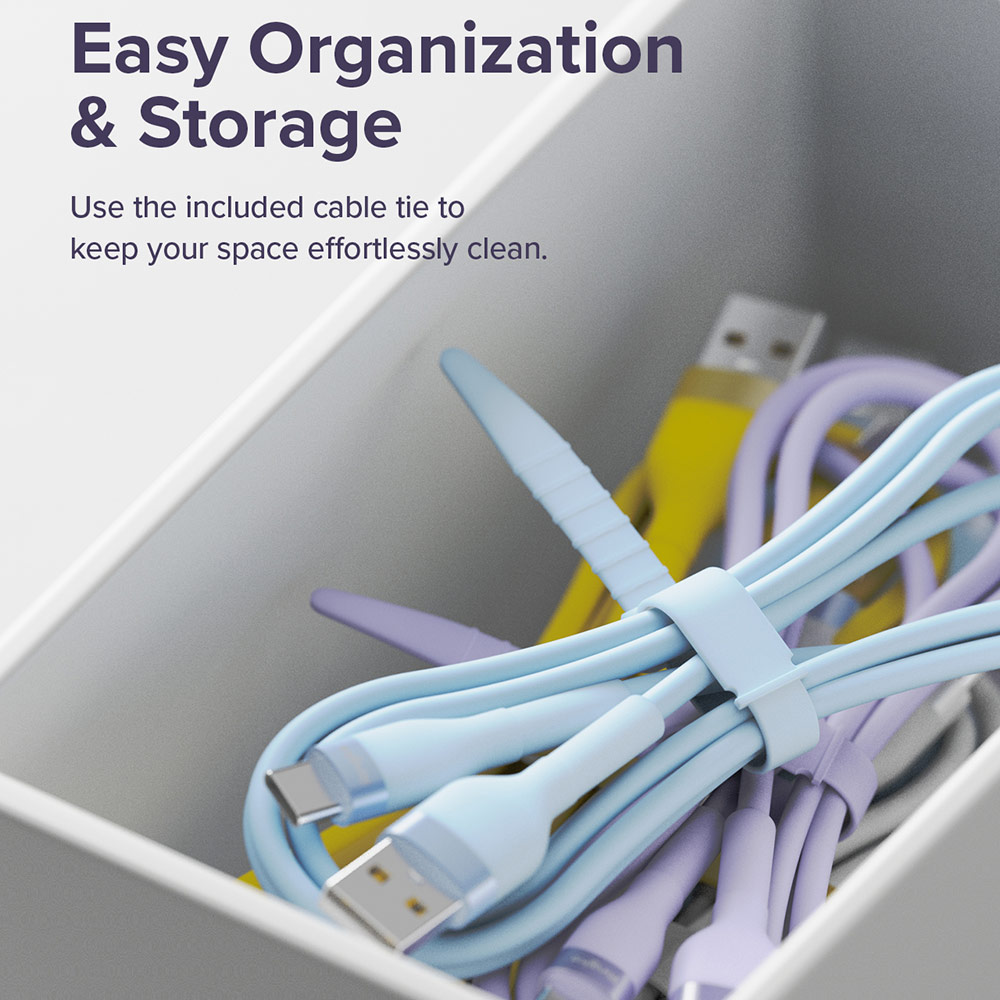 Picture of Ringke Pastel TPE Durable Cable with Cable Tie Organizer 20W Fast Charge USB C to Lightning (Purple 120cm)