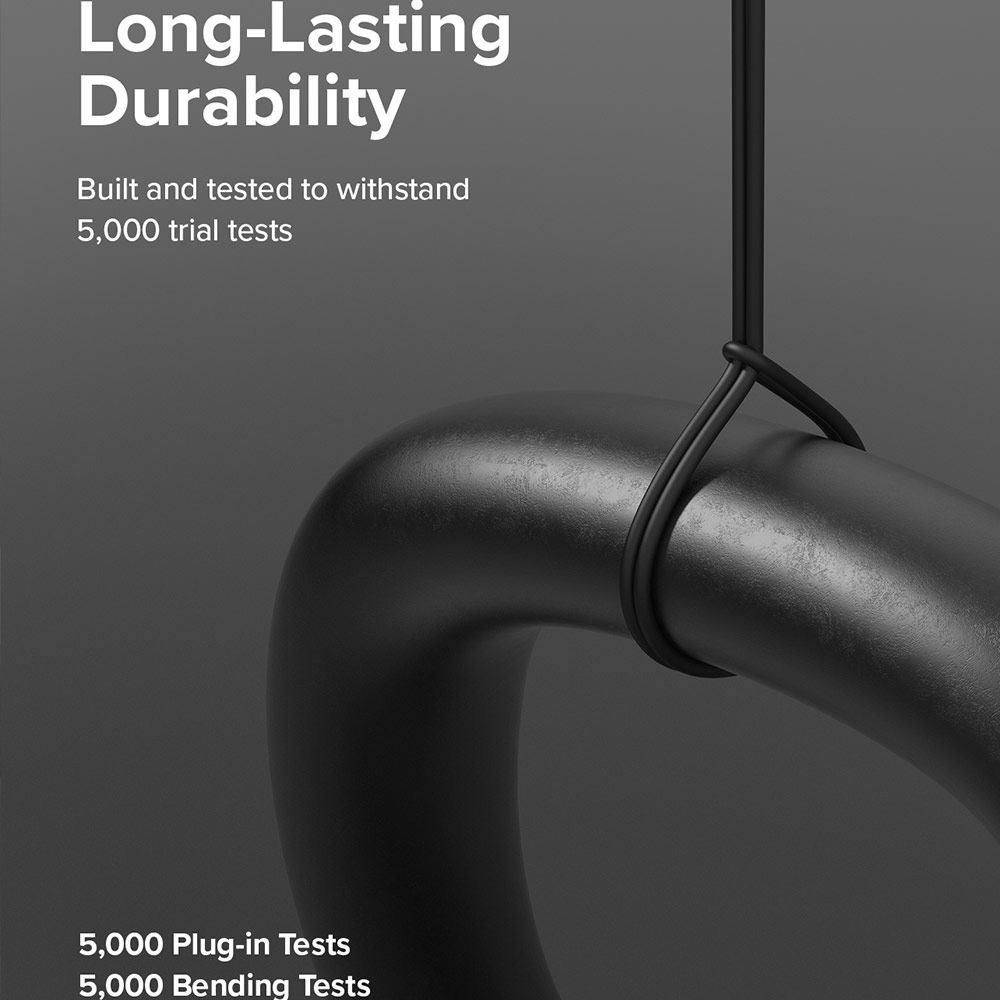 Picture of Ringke Pastel TPE Durable Cable with Cable Tie Organizer 3A Max 60W Fast Charge USB C to Type C (Black 120cm)