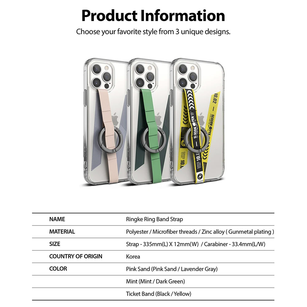 Picture of Ringke Ring Band Strap with Carabiner for Smartphone Case (Mint)