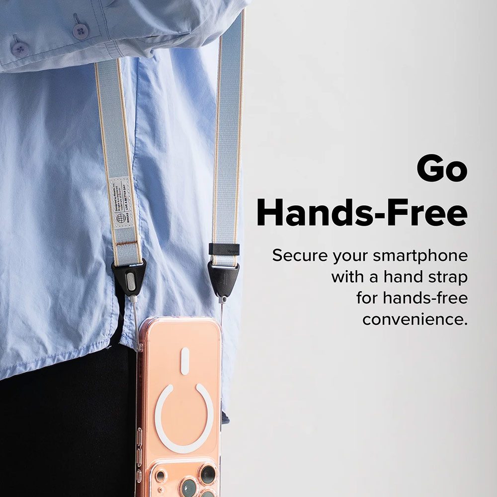 Picture of Ringke High density polyester Shoulder Strap for Perfect for daily use traveling hiking smartphone  Portable Handheld Fan Strap  (Stripe Blue)