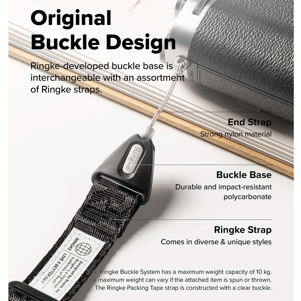 Picture of Ringke High density polyester Shoulder Strap for Perfect for daily use traveling hiking smartphone Portable Handheld Fan Strap (Lettering Black 3)