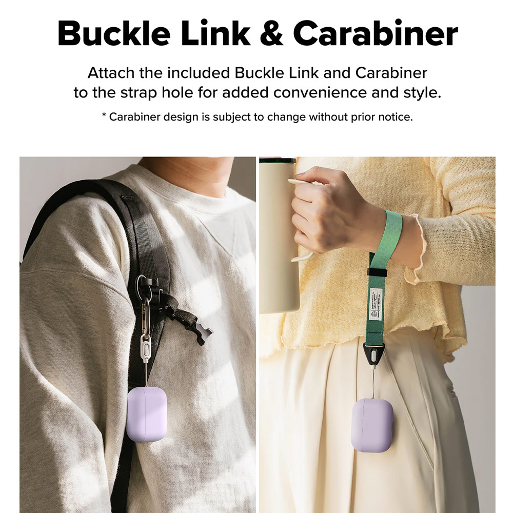 Picture of Apple Airpods Pro 3 Case | Ringke Silicone Soft Feel Hard Protective Protection Case with Carabiner for Apple Airpods Pro 3 (Light Purple)