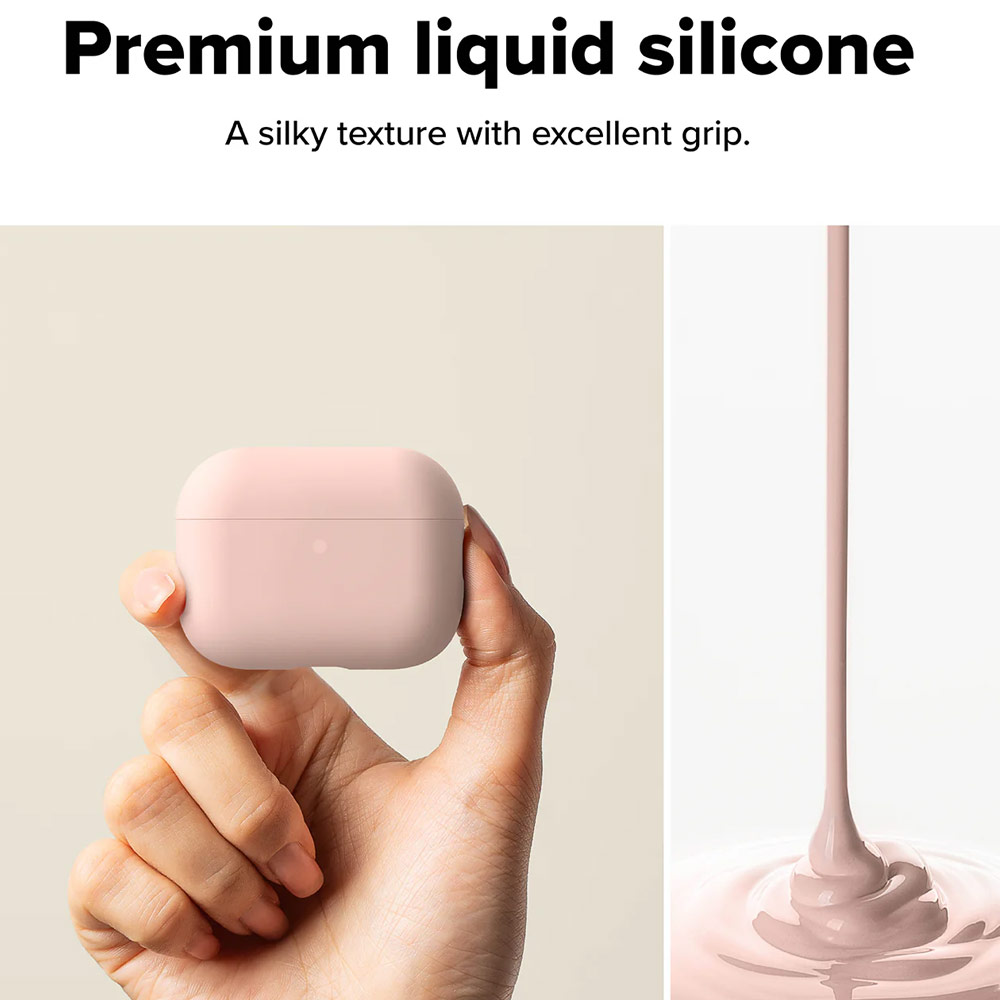 Picture of Apple Airpods Pro 3 Case | Ringke Silicone Soft Feel Hard Protective Protection Case with Carabiner for Apple Airpods Pro 3 (Pink Sand)