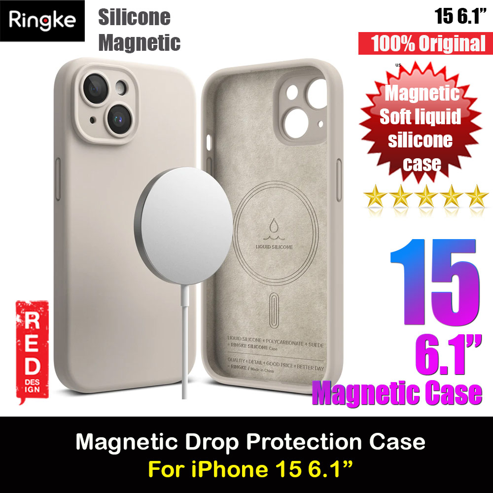 Picture of Apple iPhone 15 6.1 Case | Ringke Silicone Magnetic Drop Protection Case for Apple iPhone 15 6.1 (Stone)