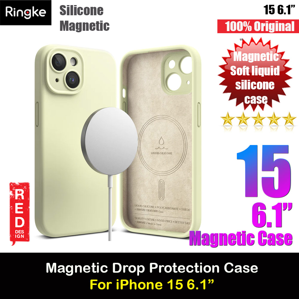 Picture of Apple iPhone 15 6.1 Case | Ringke Silicone Magnetic Drop Protection Case for Apple iPhone 15 6.1 (Sunny Lime)