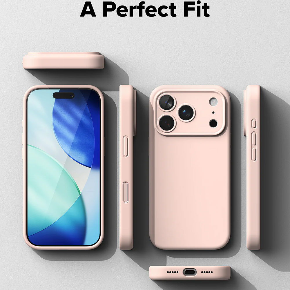 Picture of Apple iPhone 17 Pro 6.3 Case | Ringke Silicone Magnetic Soft Liquid Silicone Drop Protection Case with Camera Control Button for iPhone 17 Pro 6.3 (Pink Sand)