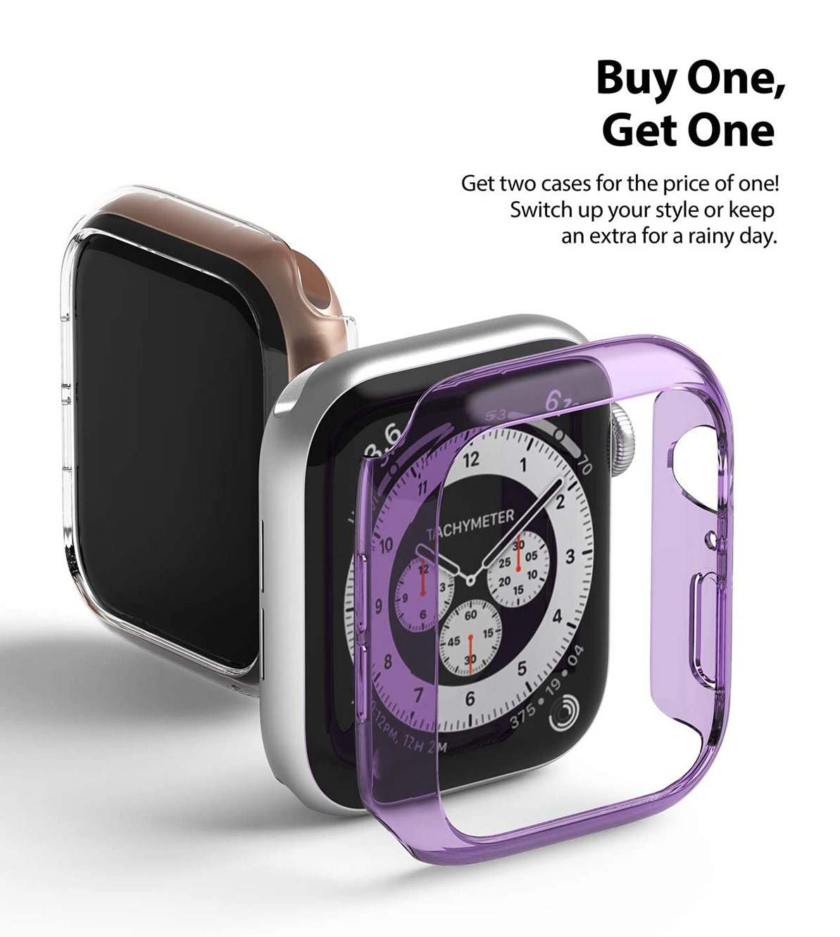 Picture of Apple Watch 40mm Case | Ringke Slim Perfect Fit Case for Apple Watch Series 4 5 6 SE 40mm (2 PACK with Clear and Purple)