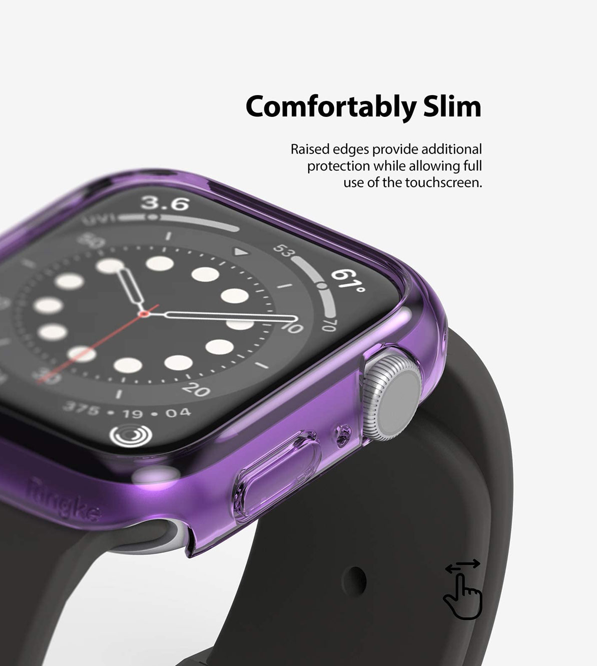 Picture of Apple Watch 40mm Case | Ringke Slim Perfect Fit Case for Apple Watch Series 4 5 6 SE 40mm (2 PACK with Clear and Purple)