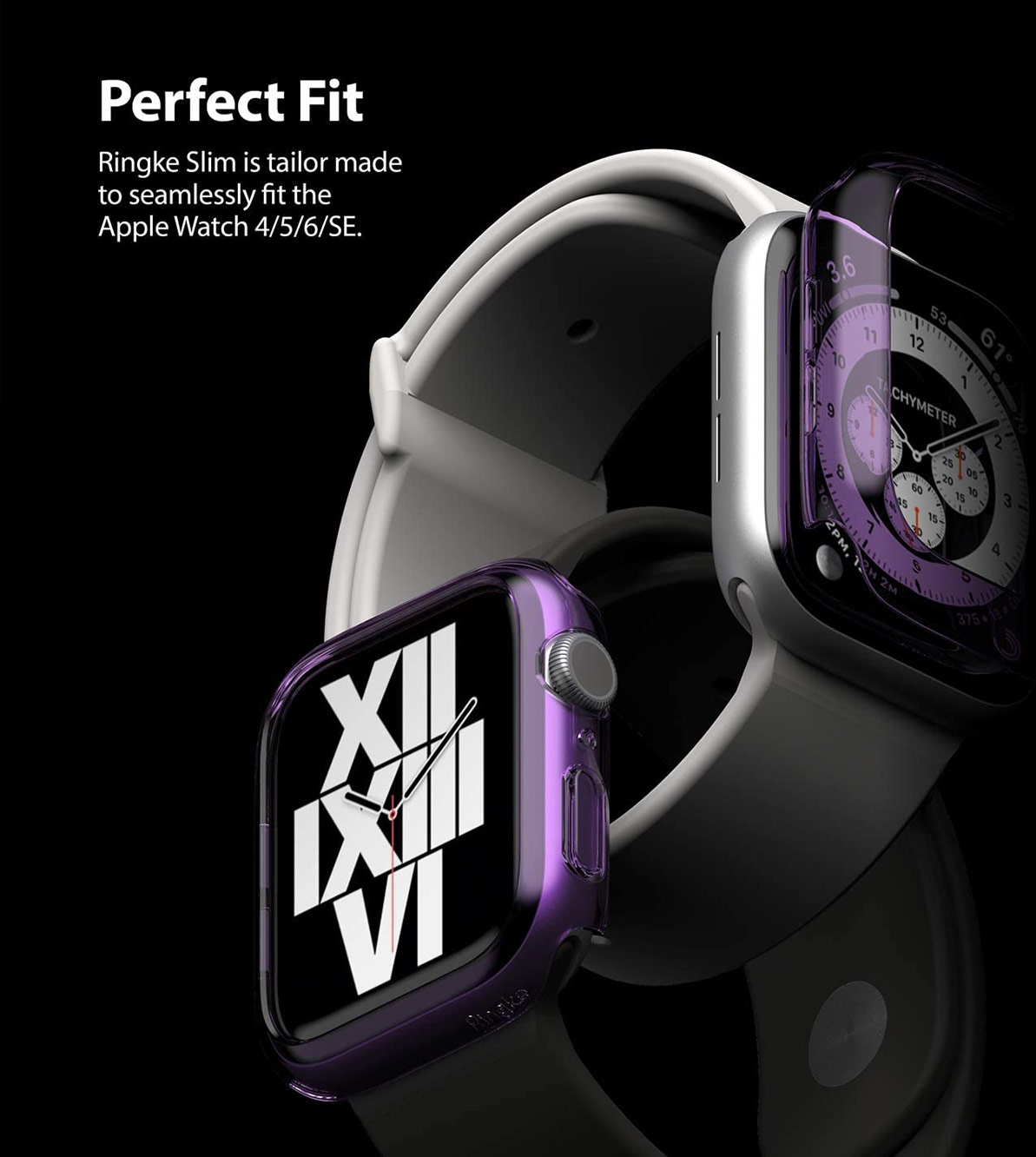 Picture of Apple Watch 40mm Case | Ringke Slim Perfect Fit Case for Apple Watch Series 4 5 6 SE 40mm (2 PACK with Clear and Purple)
