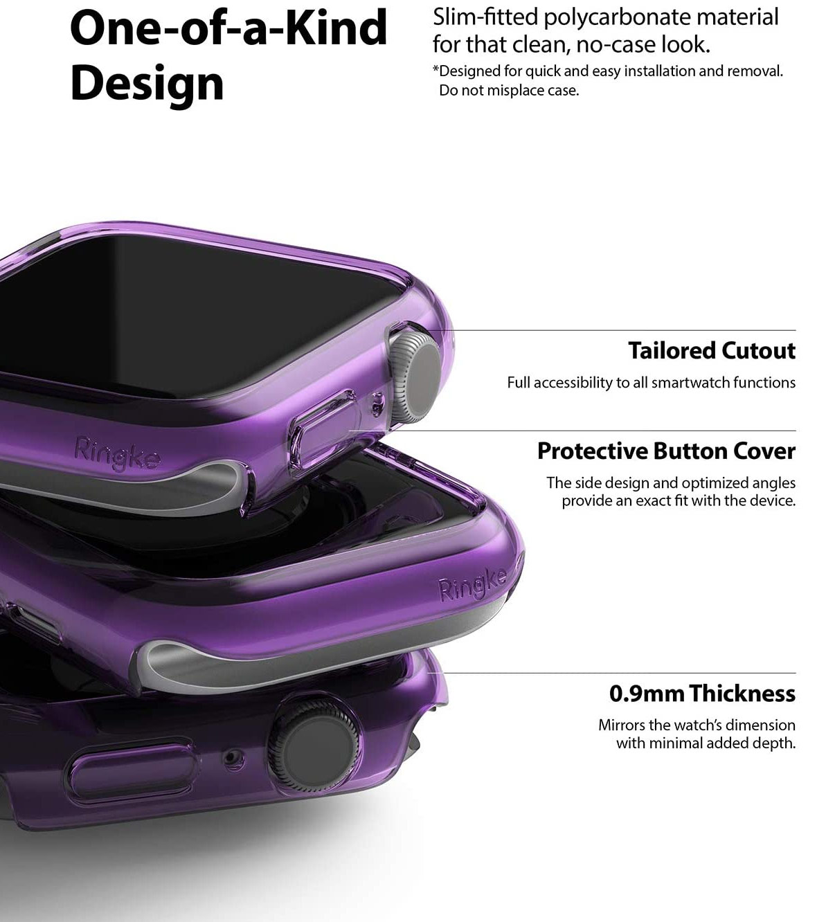 Picture of Apple Watch 40mm Case | Ringke Slim Perfect Fit Case for Apple Watch Series 4 5 6 SE 40mm (2 PACK with Clear and Purple)